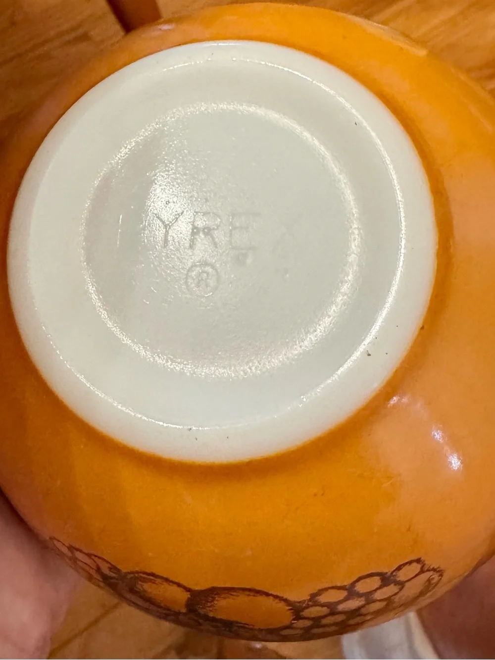 Pyrex Cinderella Brown and White Floral Fruit Mixing Bowl (smallest size)